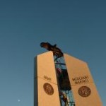 Another view of the monument in the finishing stages of being erected